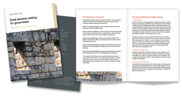 Clayton Utz Good Decision Making Brochure Series: Reasons For Decision